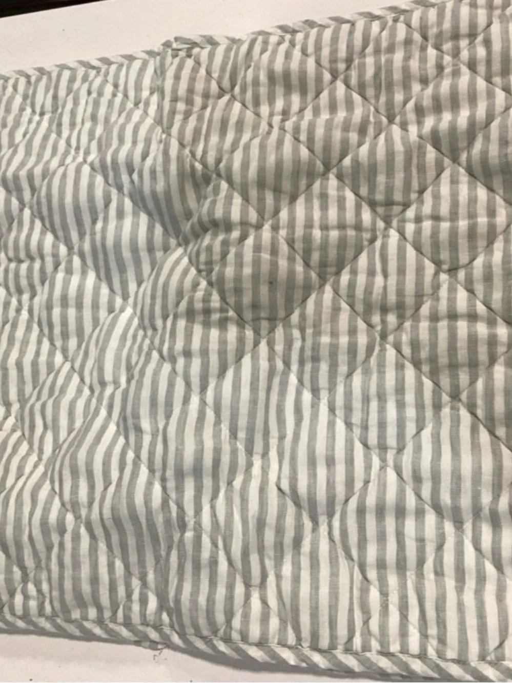 Quince European Linen Quilted Stripe Sham - Mist/White OOS NWOT